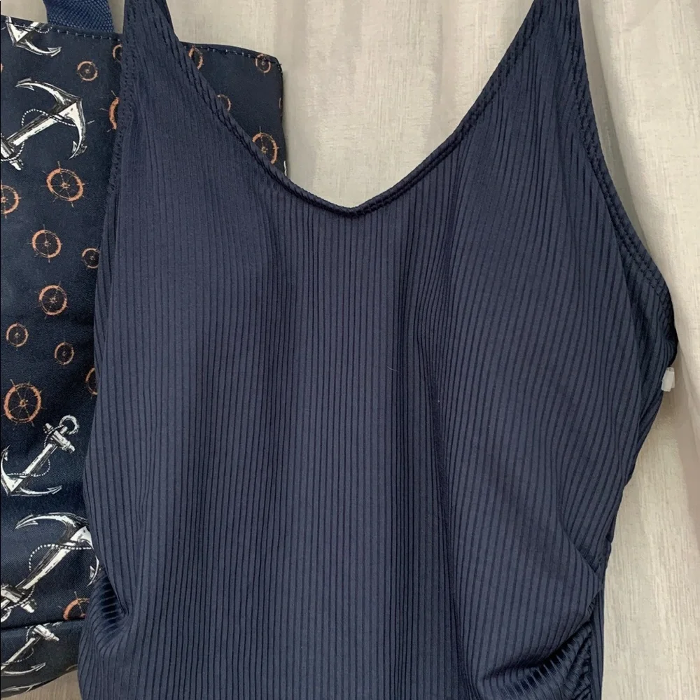 Navy Anchor Print Tote Bag